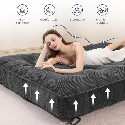 JUIKURY 8″ Futon Mattress Size, Thick Futons Sofa Couch Bed Sleeper Full Grey