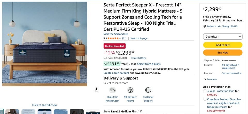 Brand New King size Serta Hybrid Mattress Serta Perfect Sleeper X – Prescott 14″