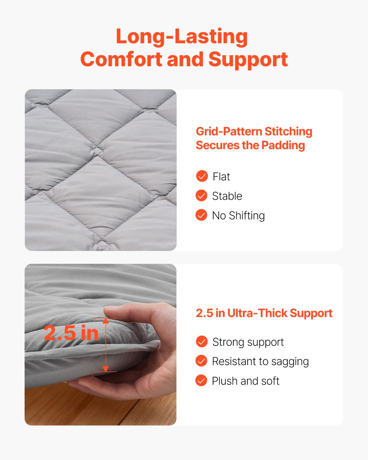 VEVOR Japanese Tatami Mattress Queen Foldable Futon Mat with Storage Bag Gray