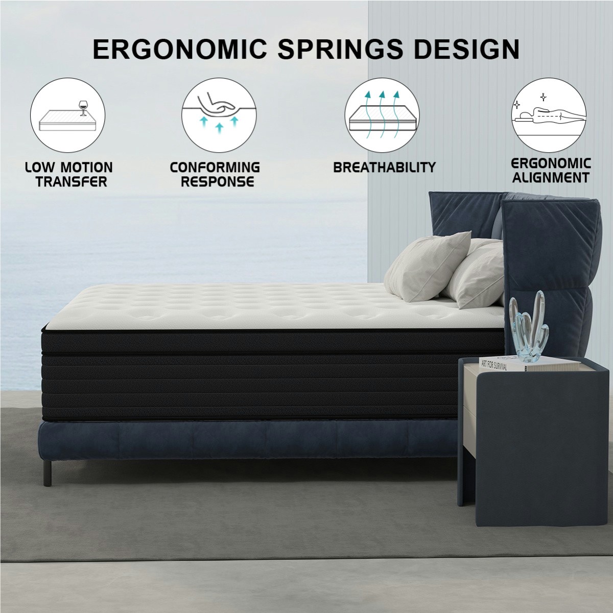 14″ Twin Full King Queen Size Mattress Hybrid Spring Memory Foam Bed in a Box