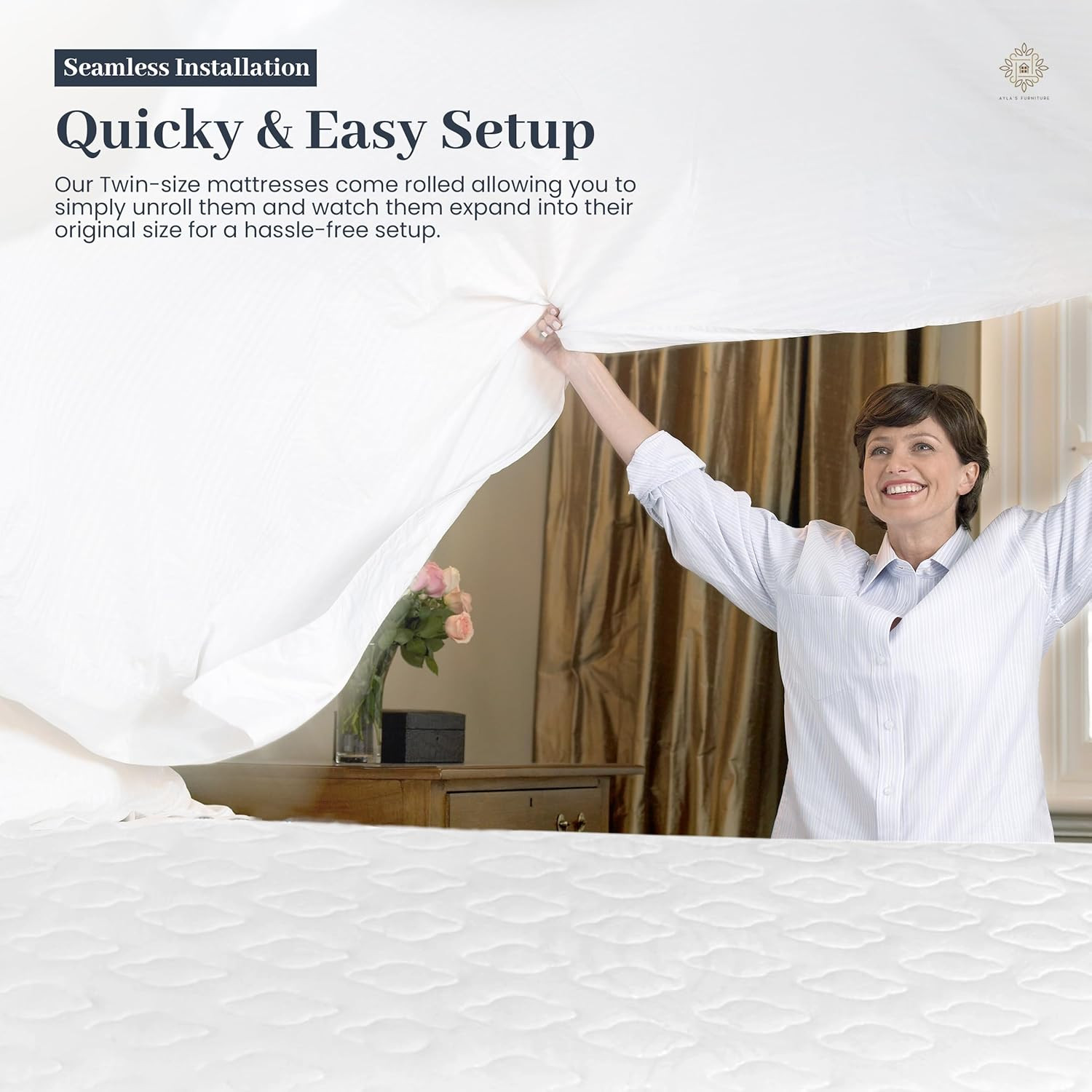 Twin Mattress 10 Inches White – Queen Size Mattress – Bed Rolled in a Box
