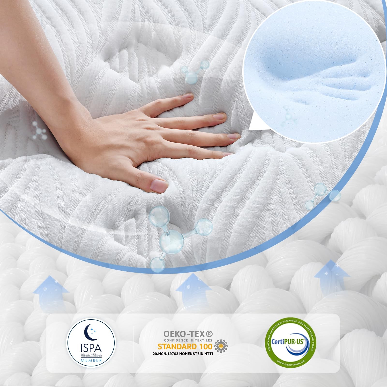 King Size Hybrid Mattress – 12 Inch with Comfort Foam, Memory Foam & Individu…