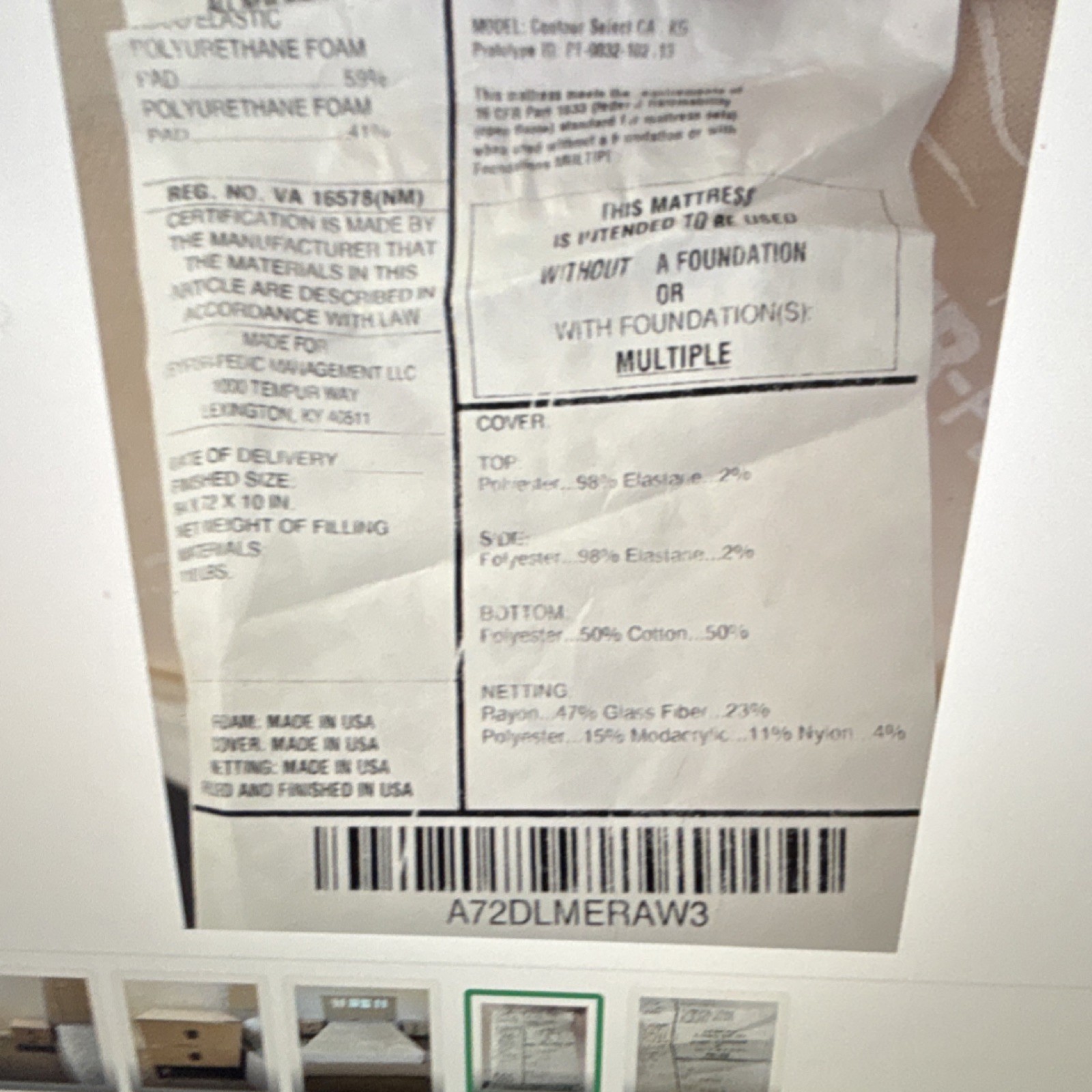 Tempur-Pedic Contour Select King Firm Poly Foam CertiPUR-US White Mattress