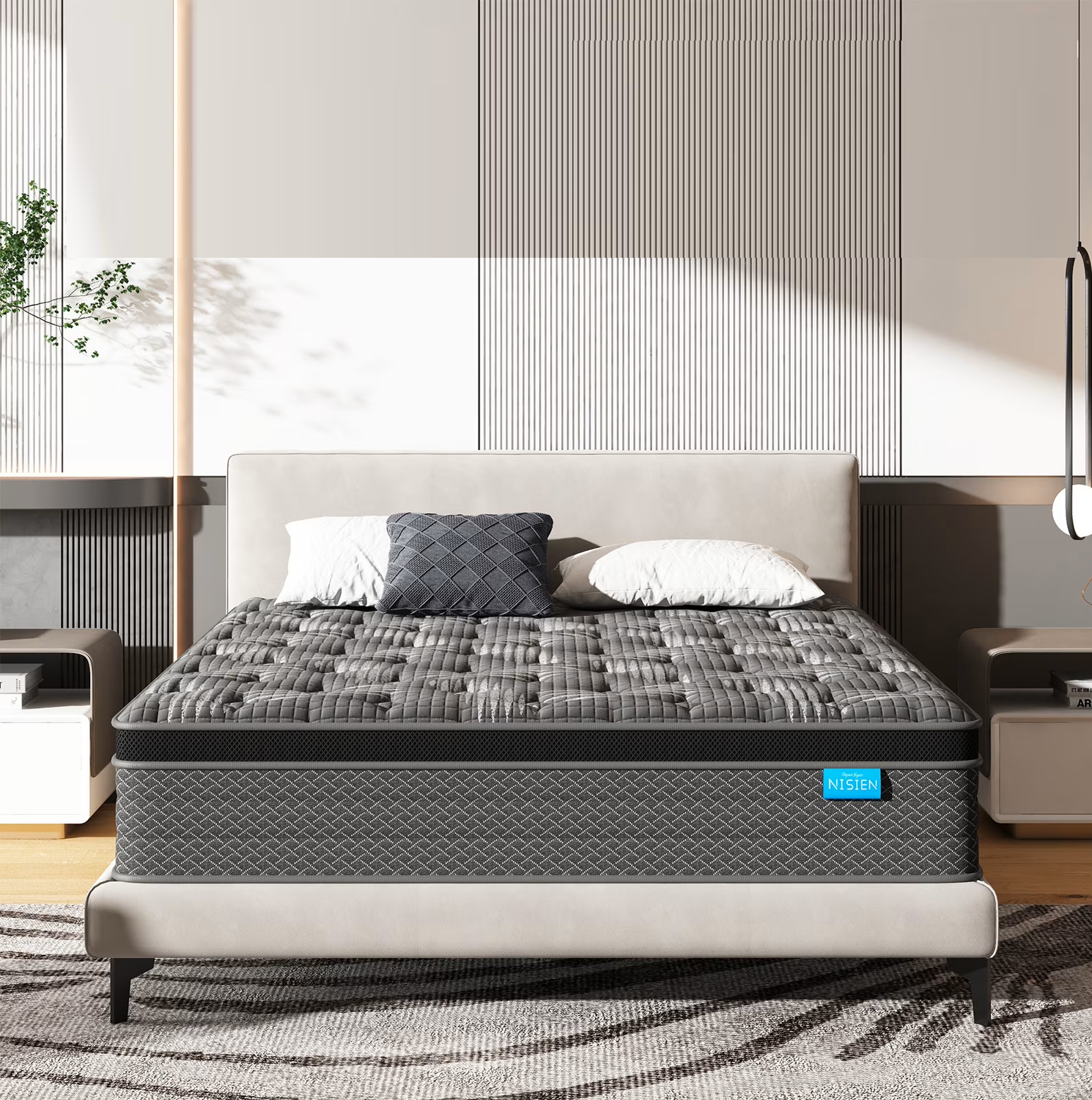 14″ QUEEN Colchon Gel Memory Foam Hibrido Cama Queen Mattress Hybrid Medium Bed