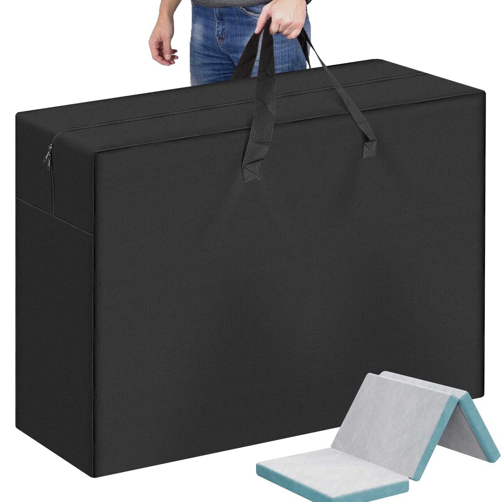 Foldable Mattress Storage Bag, 39.7″ X27.5″ X13″ Portable Waterproof Carry Ca…