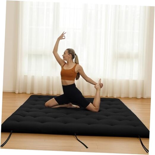 Japanese Floor Futon Mattress, Foldable Tatami 39″ × 75″(Twin) 01 – Black