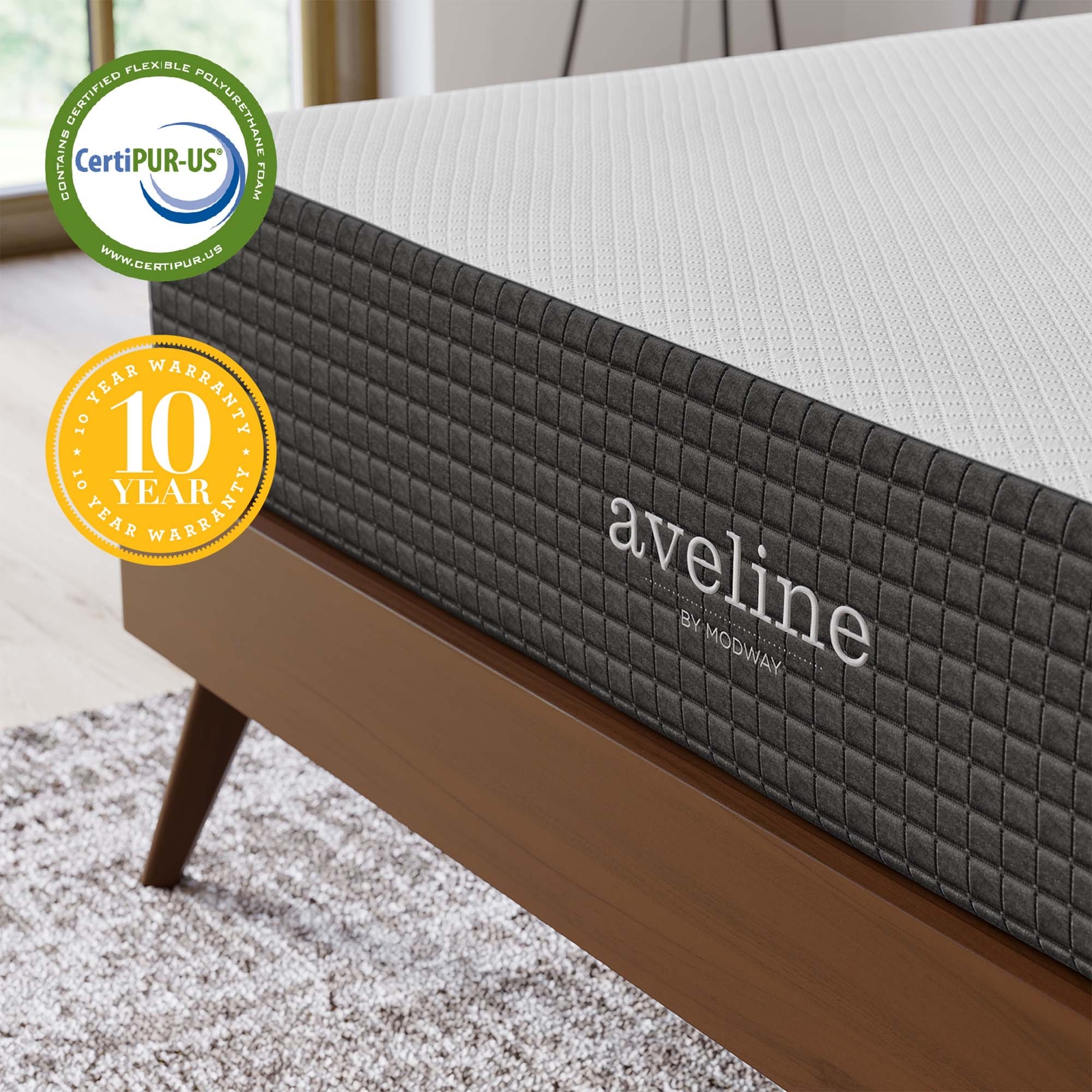Modway 10″ Cool Gel-Infused Firm King Memory Foam Mattress With 10 Year Warranty
