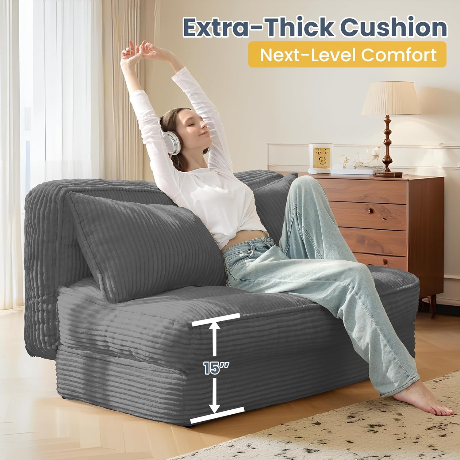 Convertible Folding Sofa Bed with Fixed Fre,Bonel Couch Loveseat