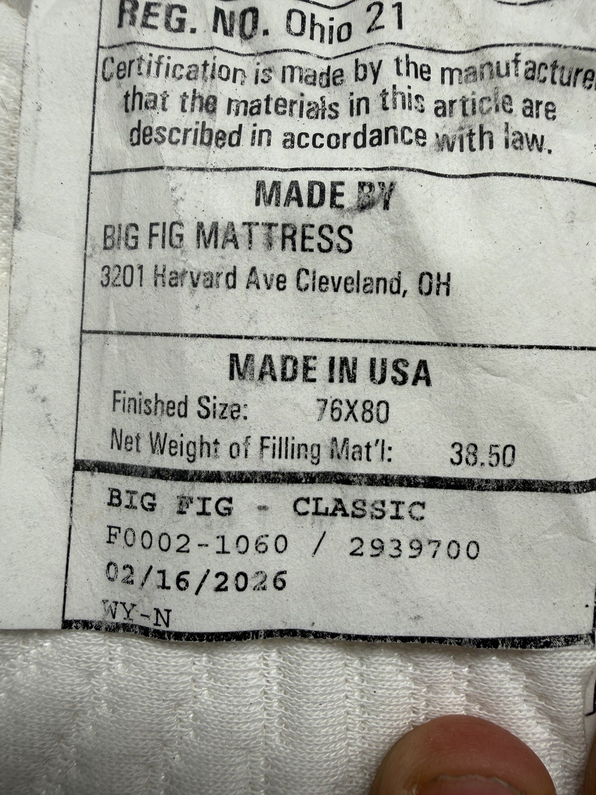 Big Fig Classic King Size Mattress W/ THERMOGEL New Damage Freight