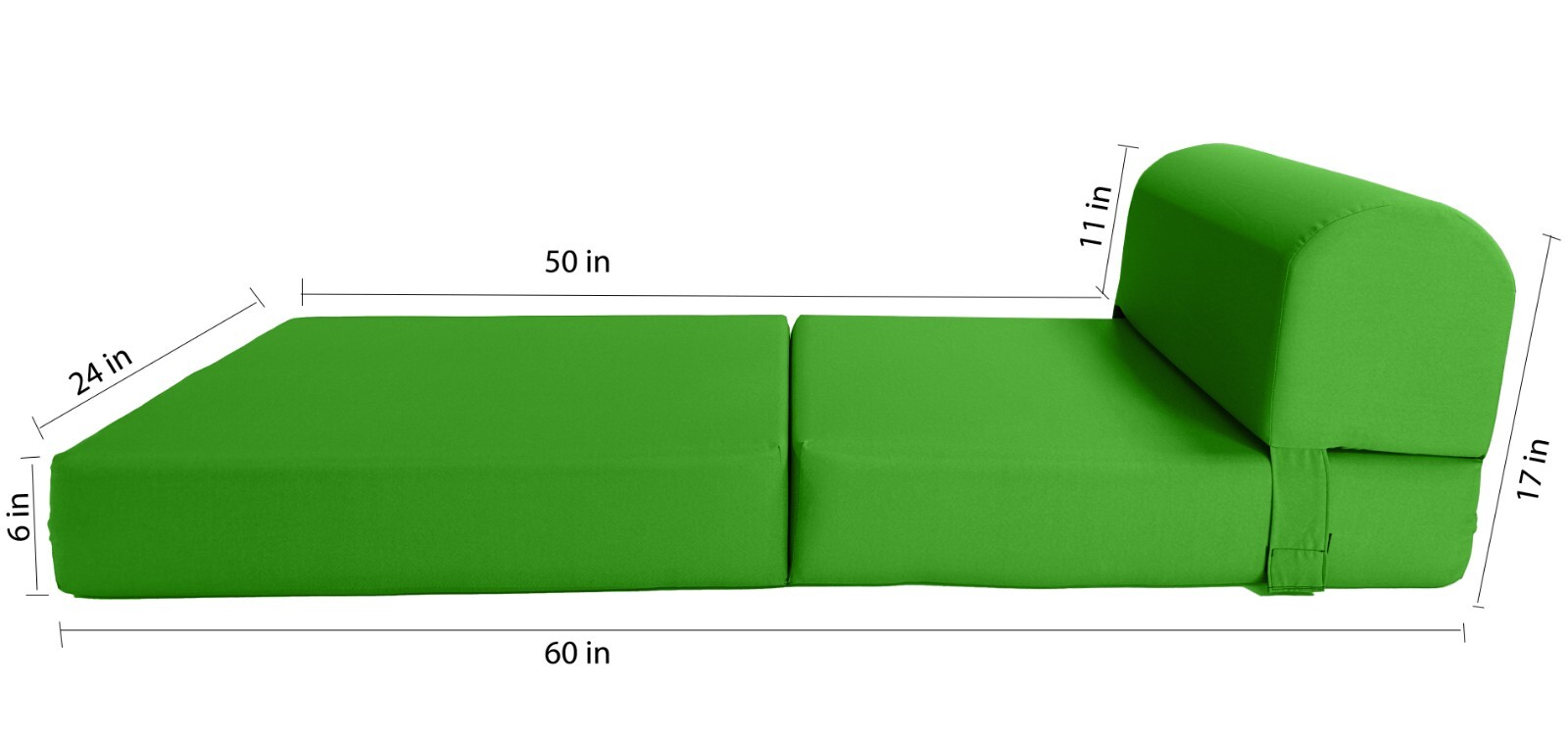 Portable Flip Sleeper Chair Folding Foam Beds, Sofa, Couches 6x24x70 Lime