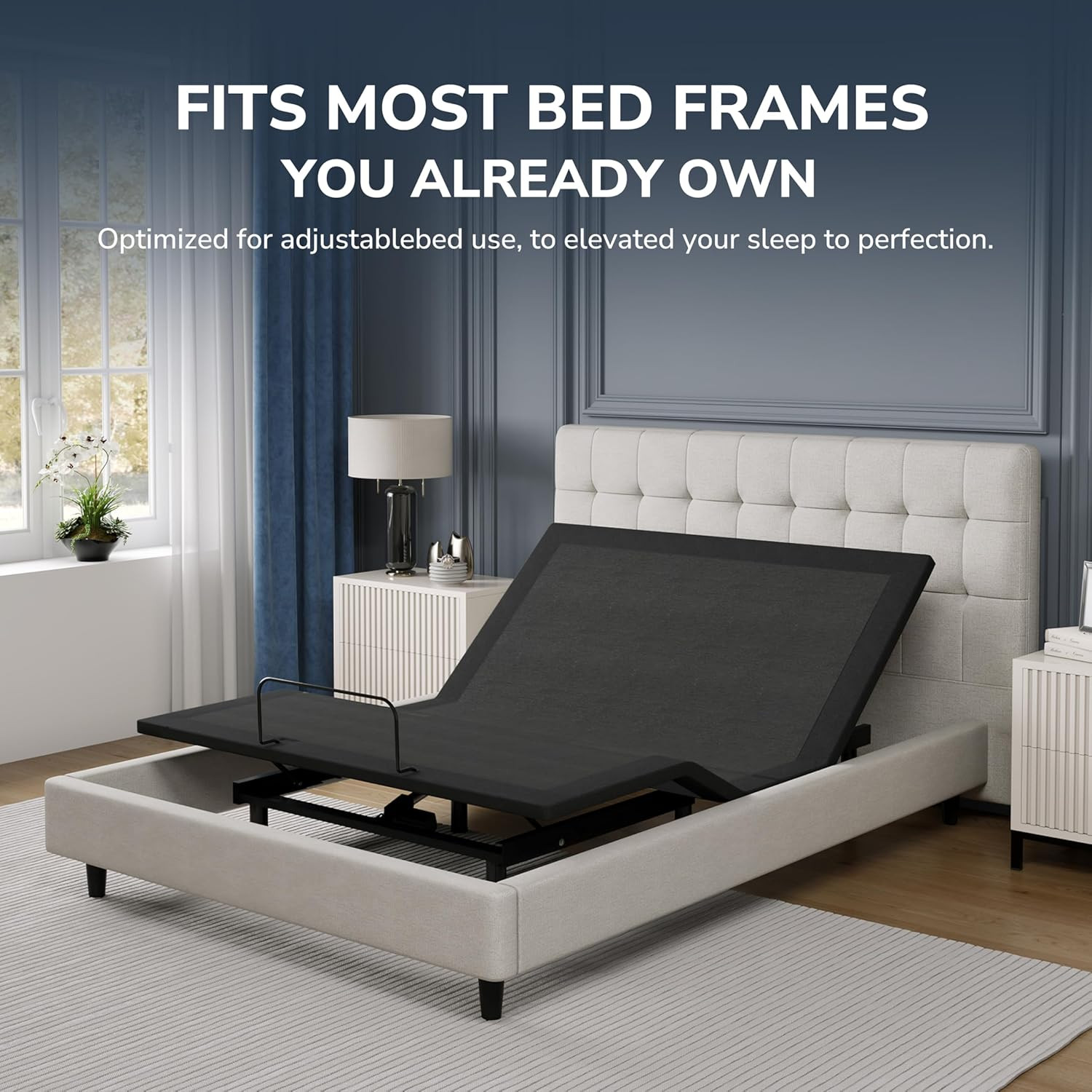 Split King Adjustable Bed Frame & 14″ Cooling Memory Foam Mattress Set