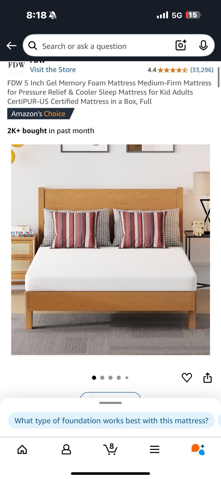 Breathable 5-Inch Gel Memory Foam Mattress – Medium Firm for Adults – Full Size