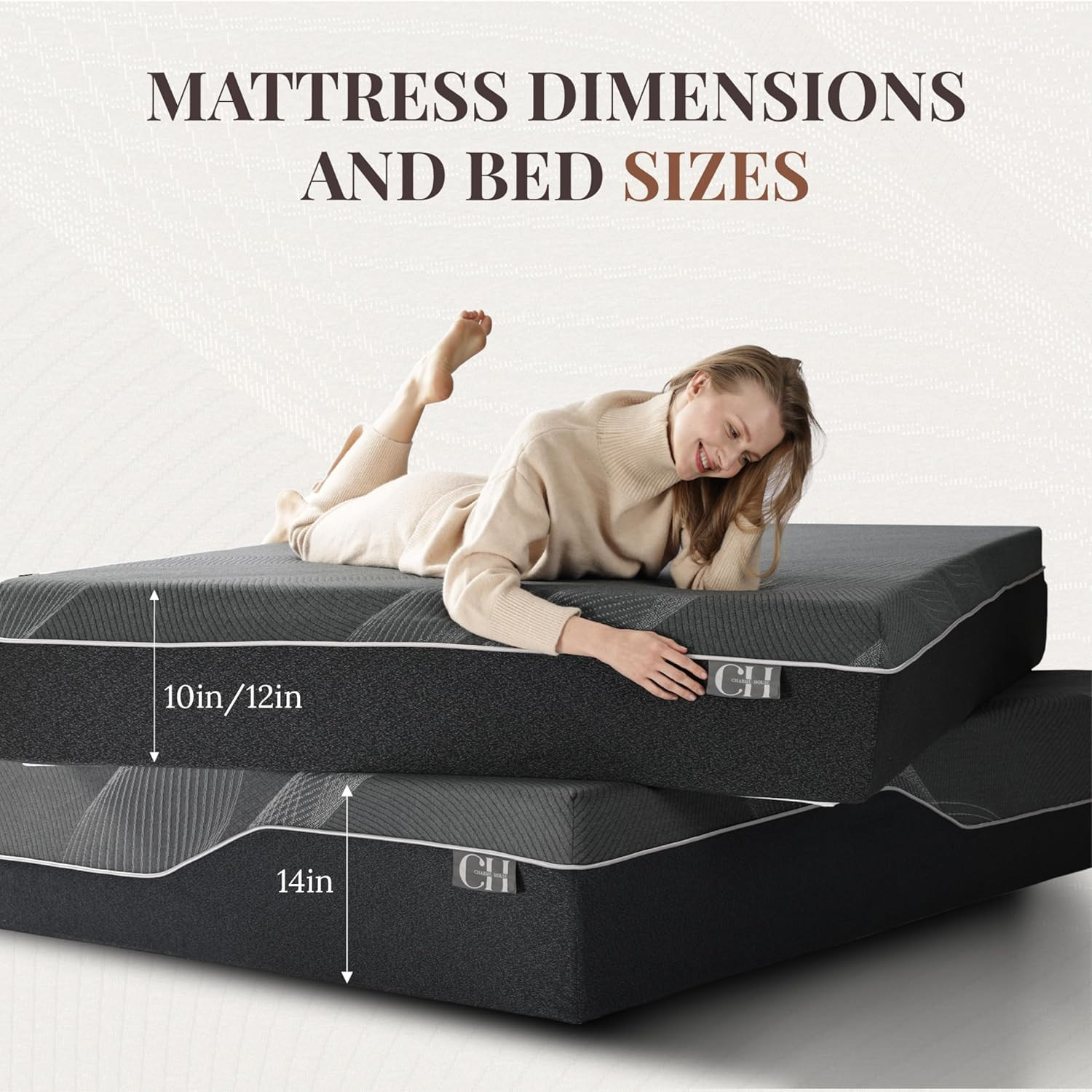 10 Inch Twin XL Mattress, Bamboo-Charcoal Memory Foam Mattress, Cooling & Pressu