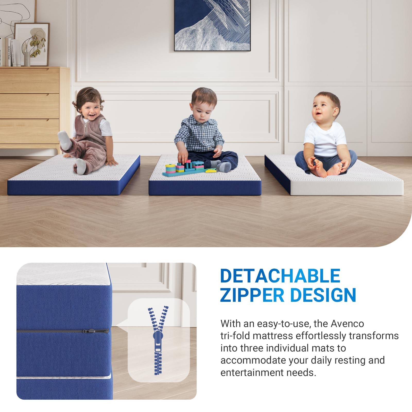 Trifold Mattress, 4 Inch Folding Mattress Twin Size, Memory Foam Foldable wit…