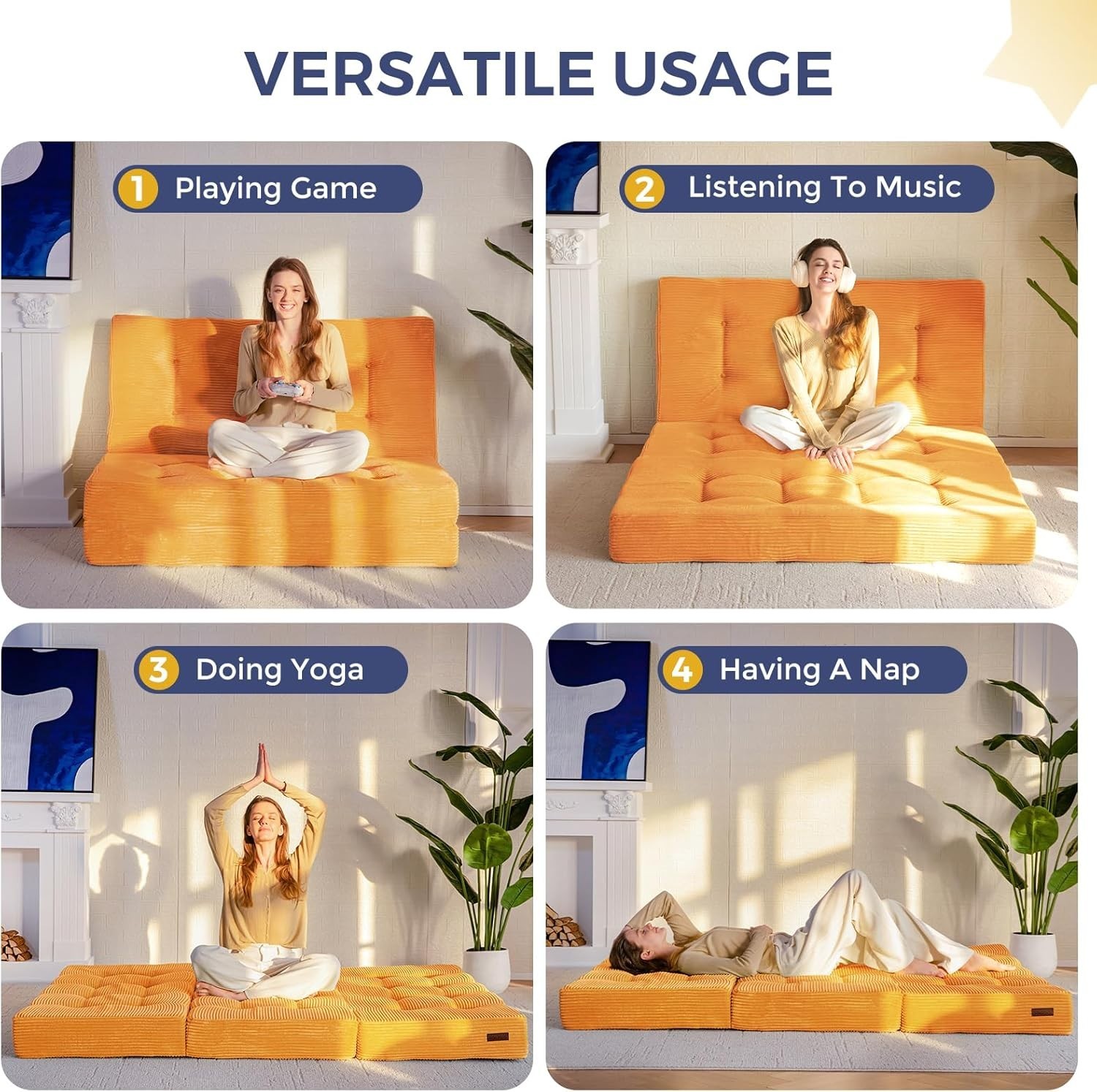 Tri-Fold Mattress 6 Inch Tufted Folding Futon Foam Bed Foldable Floor Mattress..