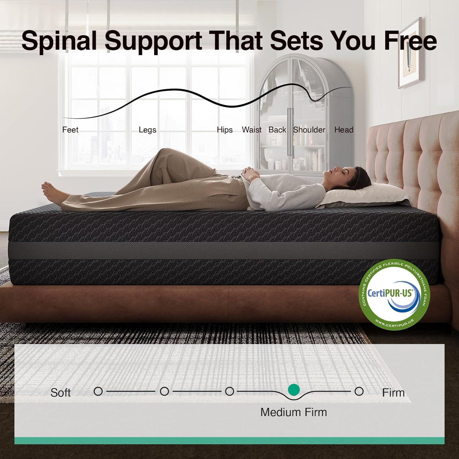 Queen Mattress 12 Inch, Queen Gel Memory Foam Mattress for Spinal Alignment, Res