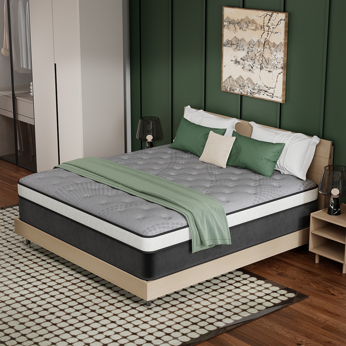 12″ 14″ Hybrid Mattress Gel Memory Foam Pocket Coils Twin Full Queen King in Box