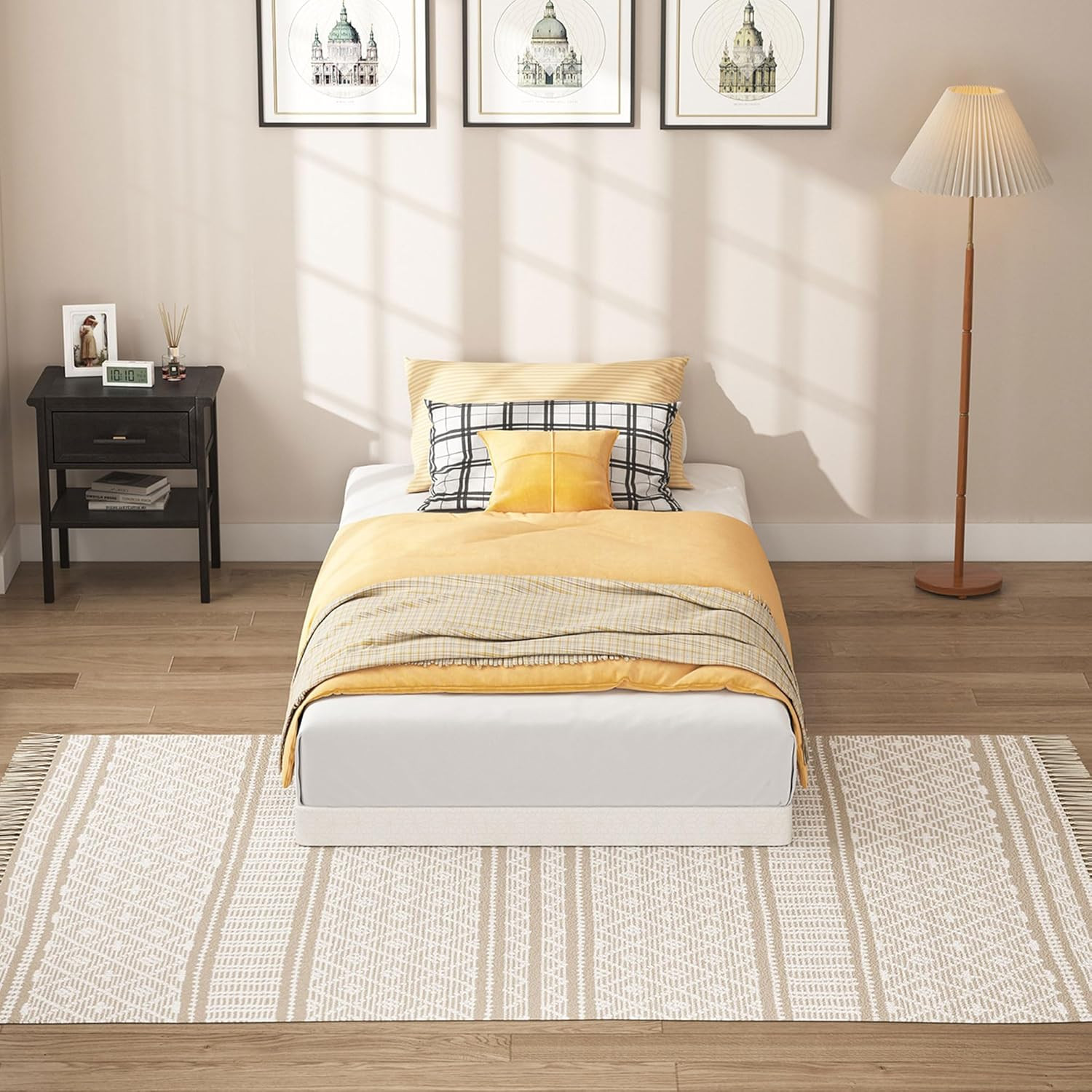 Low Profile Twin Box Spring – 3 Inch Heavy Duty Metal Bed Base with Cover