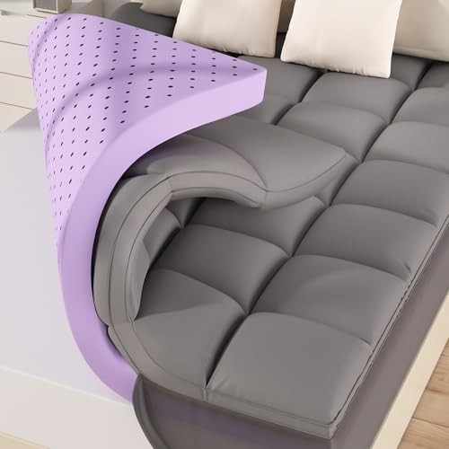 Dual Layer 5 Inch Memory Foam Mattress Topper Size, 3 Inch Gel Queen Dark Gray
