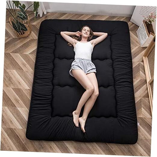 Japanese Floor Mattress Futon Mattress, 4″ Thicken Tatami Mat Full Black