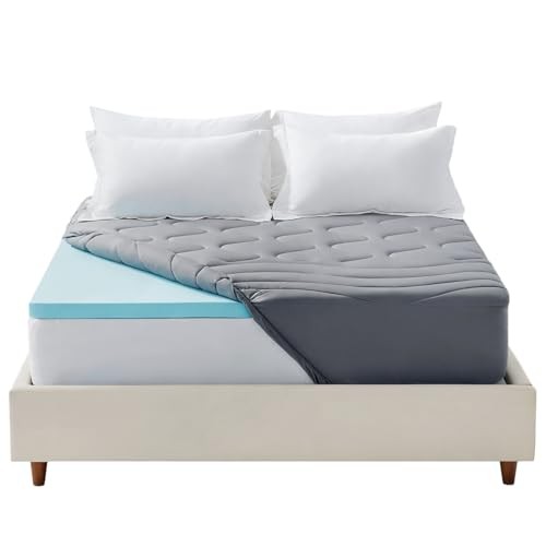 Dual Layer 3 Inch Memory Foam Thick Mattress Topper, 2 inch Cooling Gel