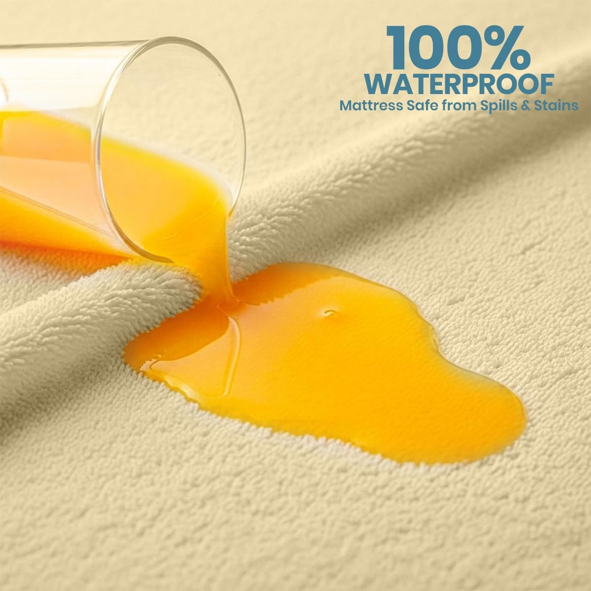 Twin Size Mattress Protector Waterproof, Premium 200 GSM Terry Twin, Beige