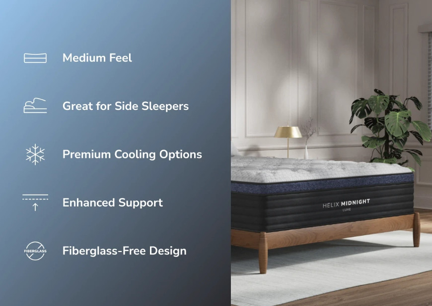 Helix Midnight Luxe King Mattress GlacioTex Cooling Cover Hybrid Open Box