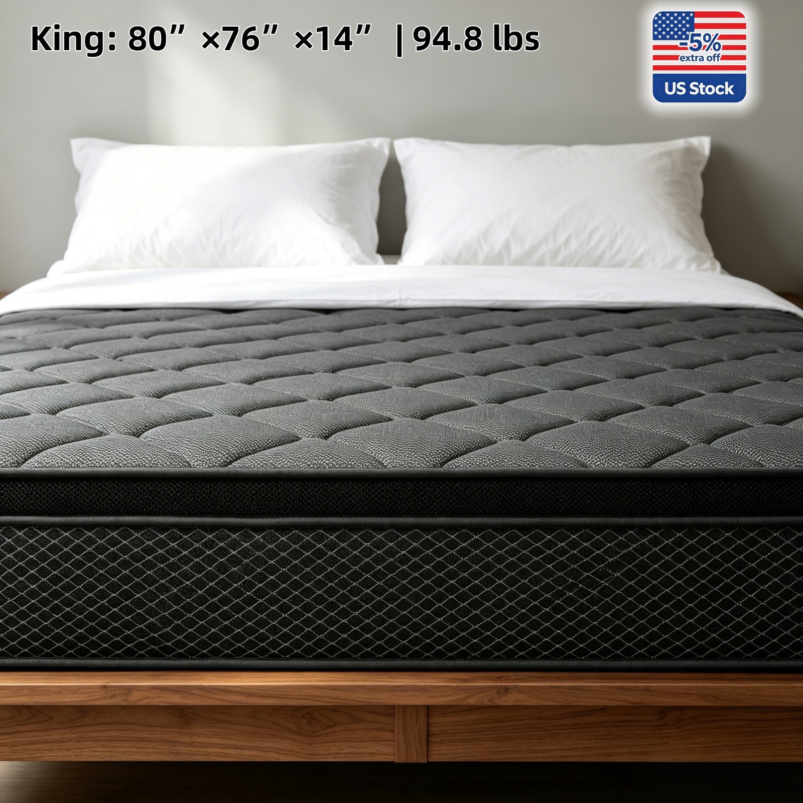14″ King size Gel Memory Foam Mattress Hybrid Spring Twin Bed In A Box Share 3D