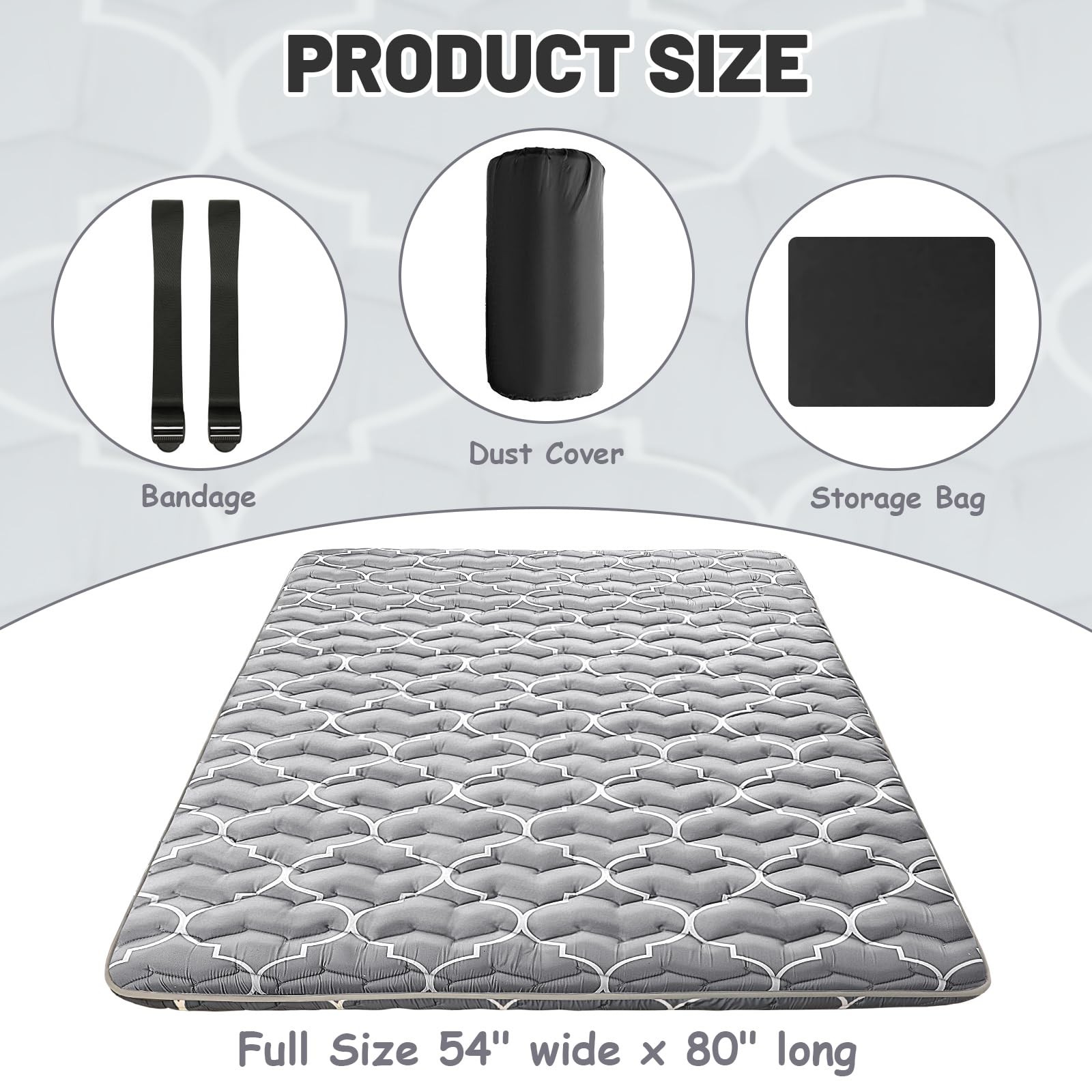 Thick Japanese Floor Futon Mattress Full Size, 5-Layer Twin Japanese Tatami M…