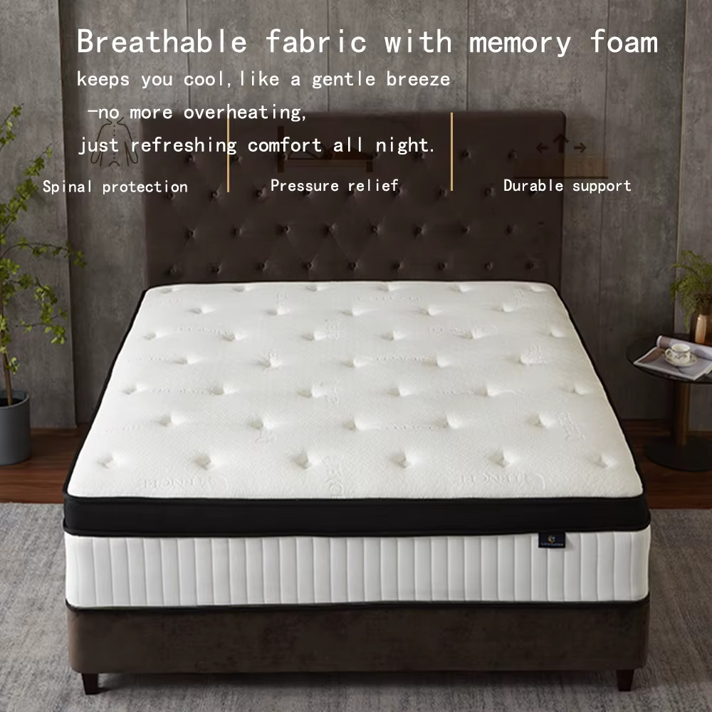 12 14 Inch Queen Hybrid Mattress Pocket Spring Cooling Gel Foam Medium Firm Grey