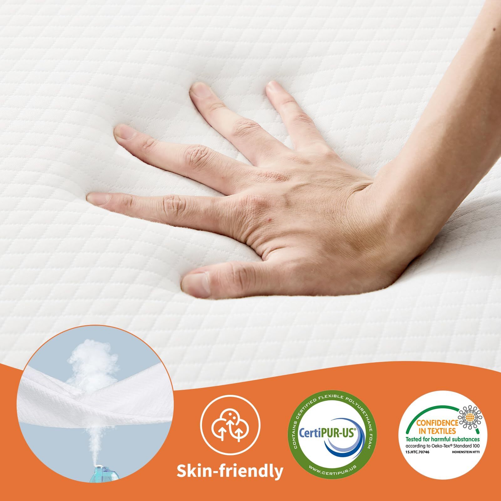 Folding Mattress Queen Size 3-Inch Tri-Fold Mattress with Memory Foam for Campin