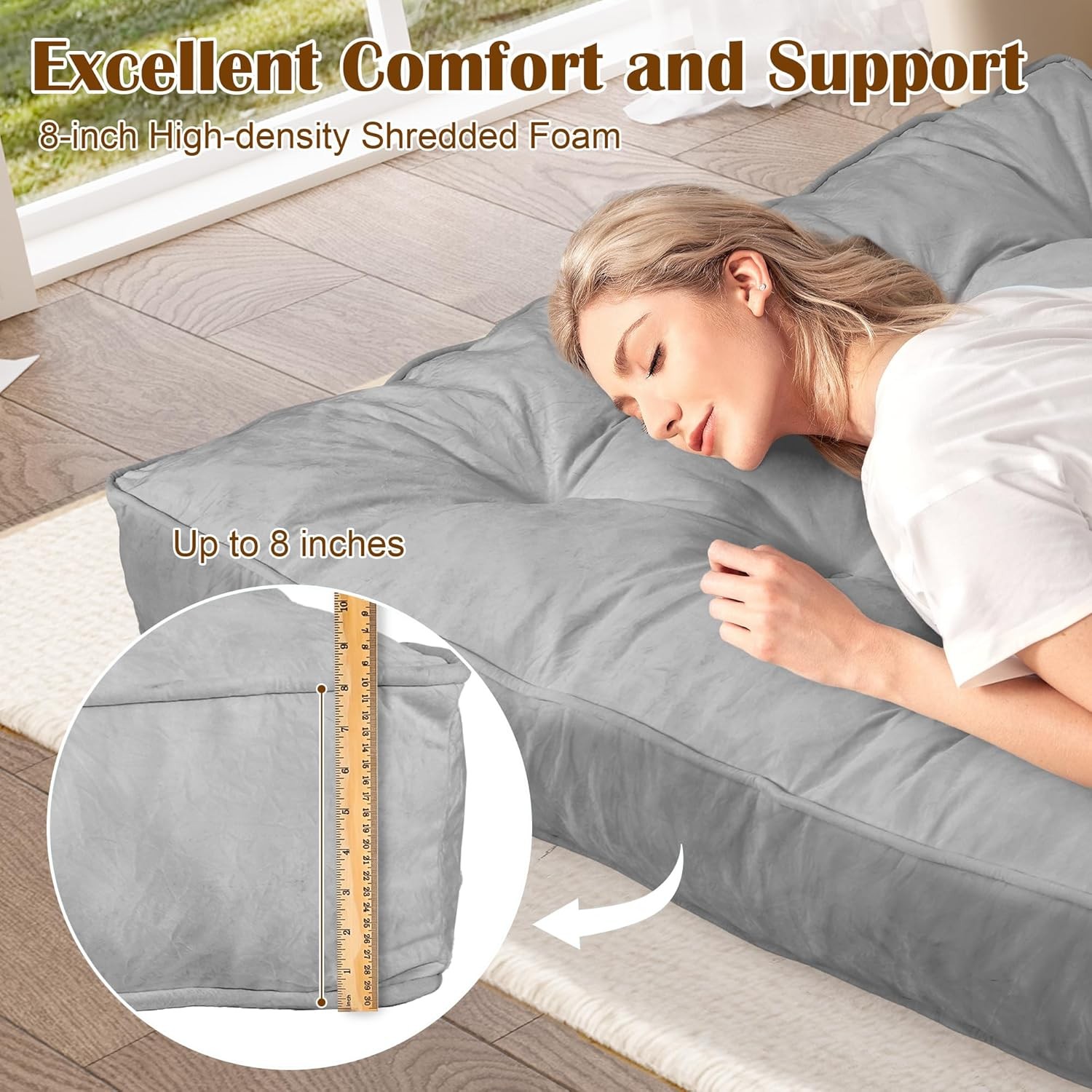 Futon Mattr Full Size 54″ x 80″, 8″ Thi Floor Mattr for Adults,