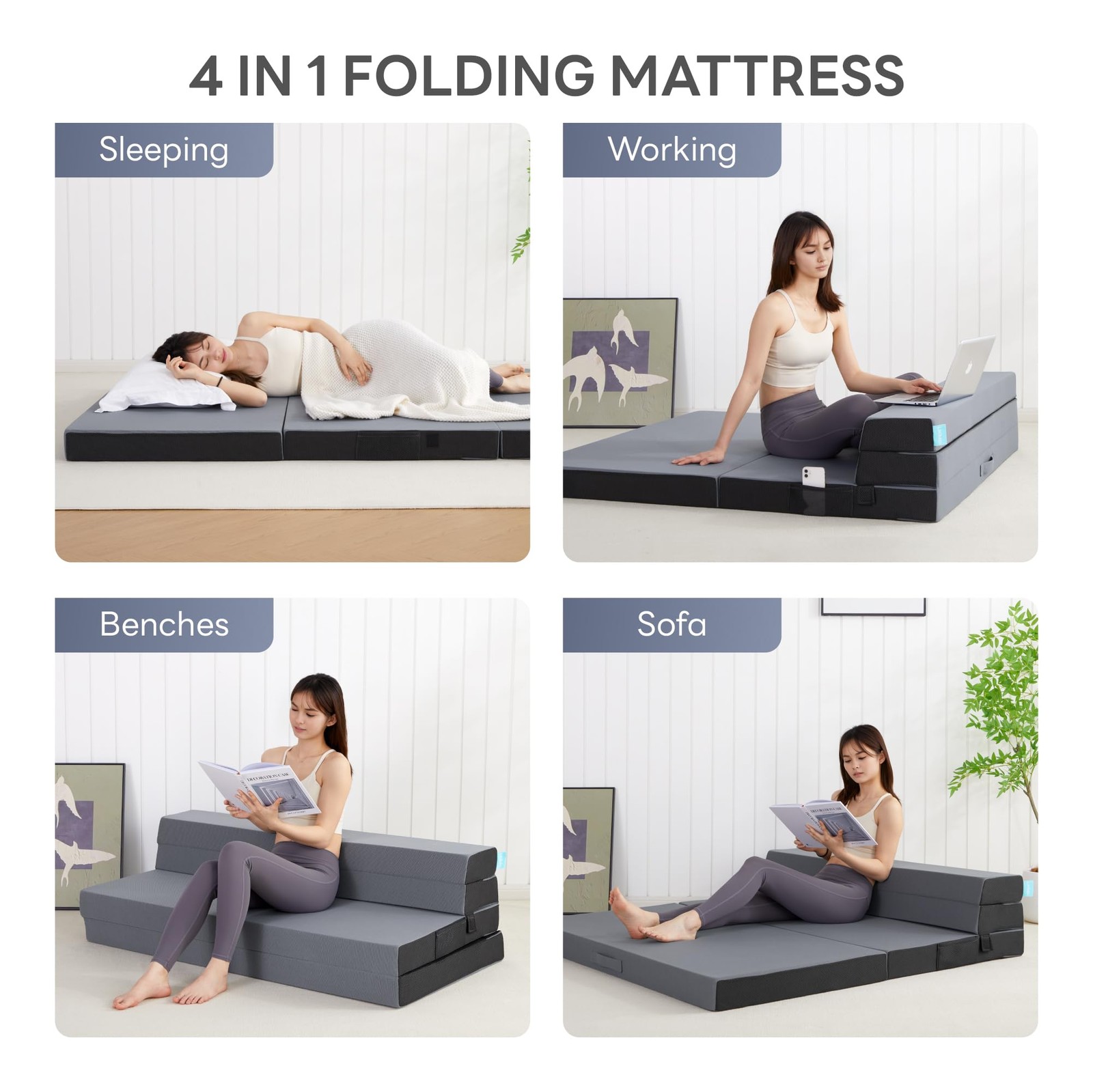 Folding Mattress Full, High Density Foam Mattress with Breathable and Washabl…