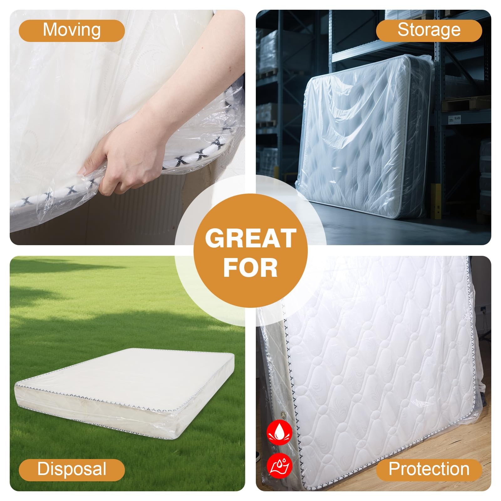 PROWEE 2 PK Twin/Full Mattress Bags for Moving Full/Twin XL,2 Pack, Clear