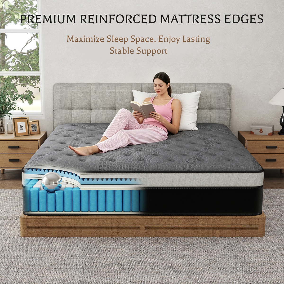12/14 Inch Twin Full Queen King Mattress in a Box Gel Memory Foam Pocket Spring