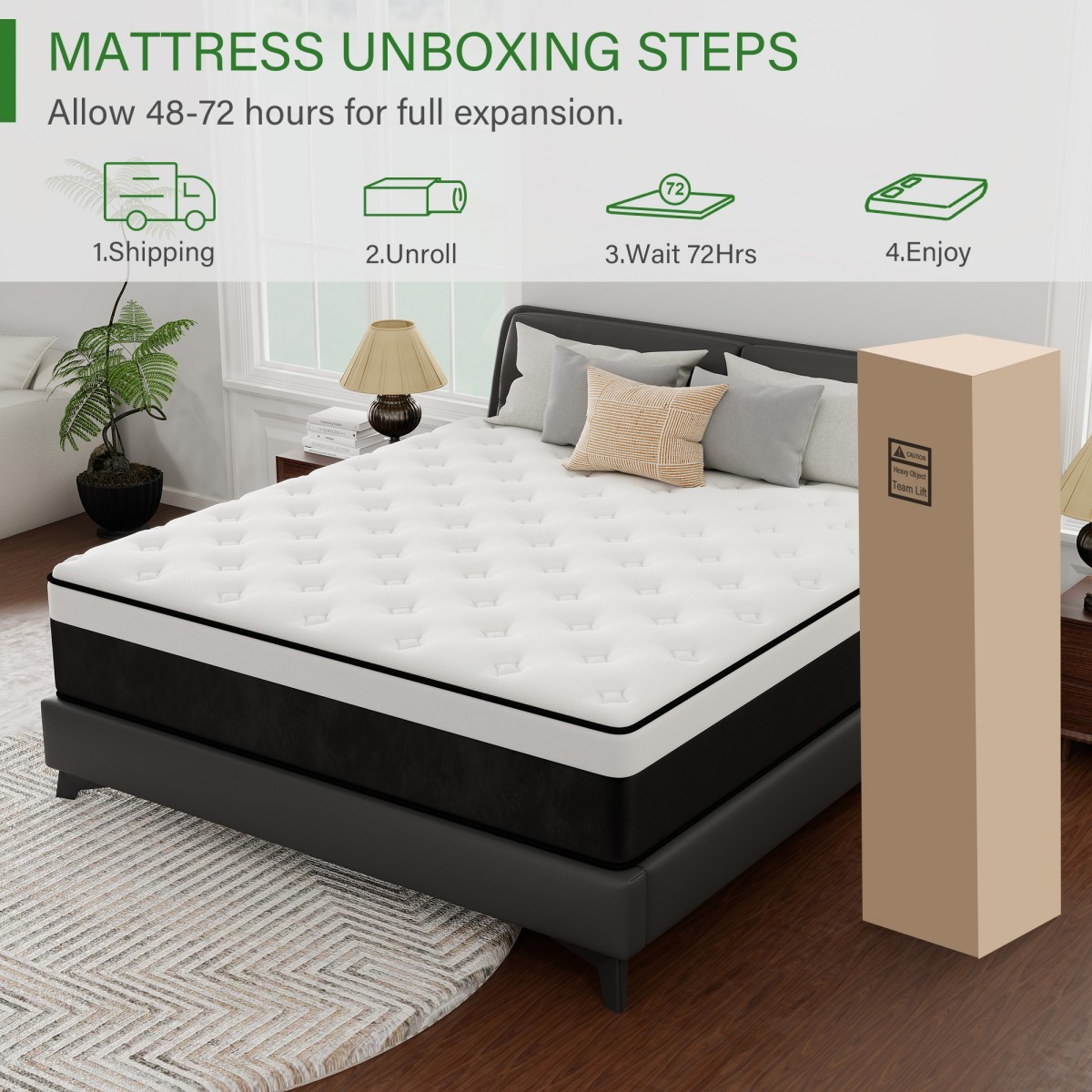 12 Inch Queen Size Mattress Gel Memory Foam Pocket Spring Hybrid Medium Firm Bed