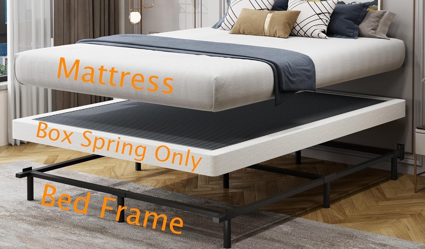 Queen Box Spring 3″ Low-Profile Heavy Duty Metal Base 3000lb Mattress Foundation
