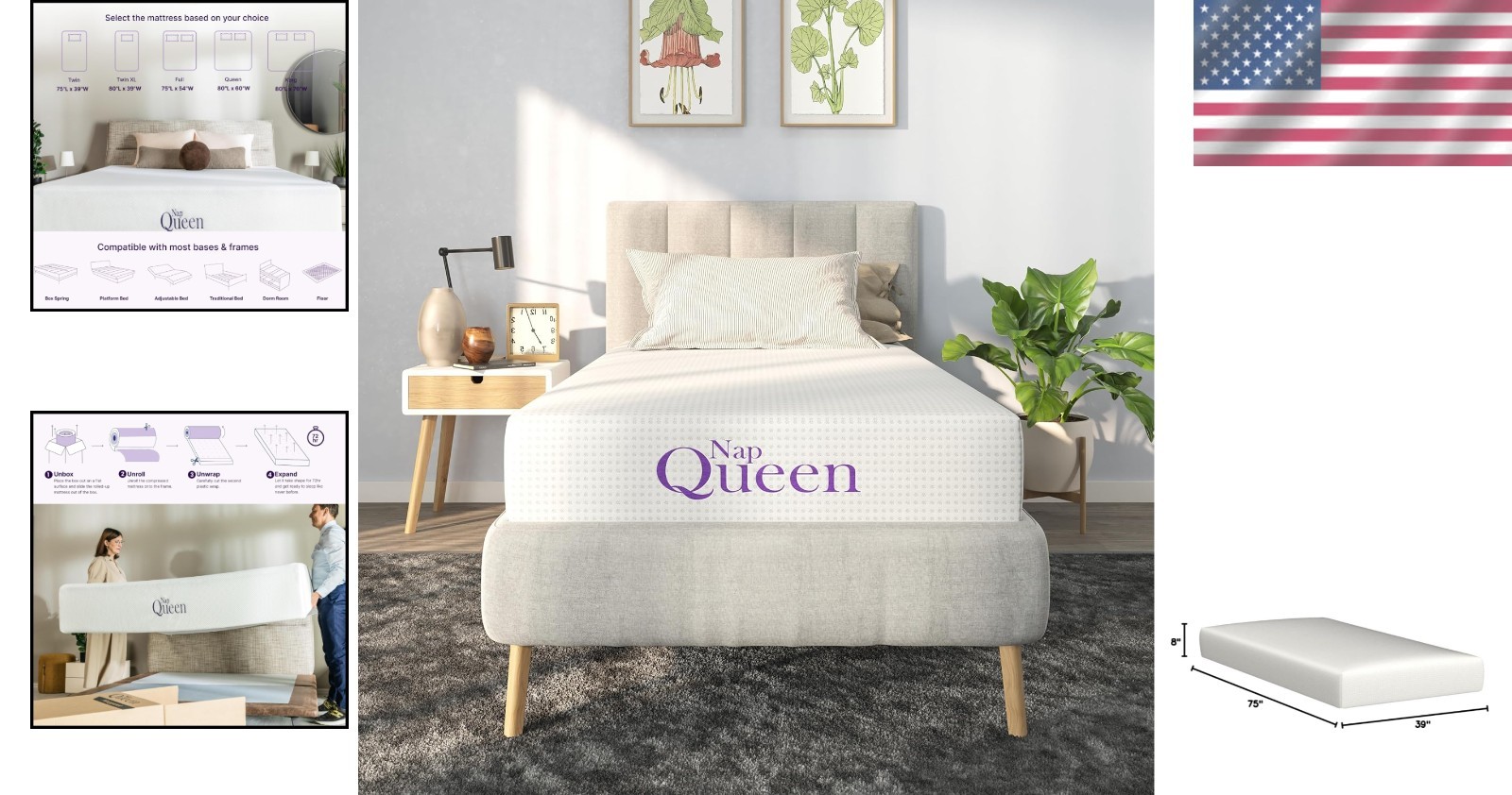 8 Inch Twin Mattress Charcoal Infused Memory Foam Medium Firm Orthopedic Support