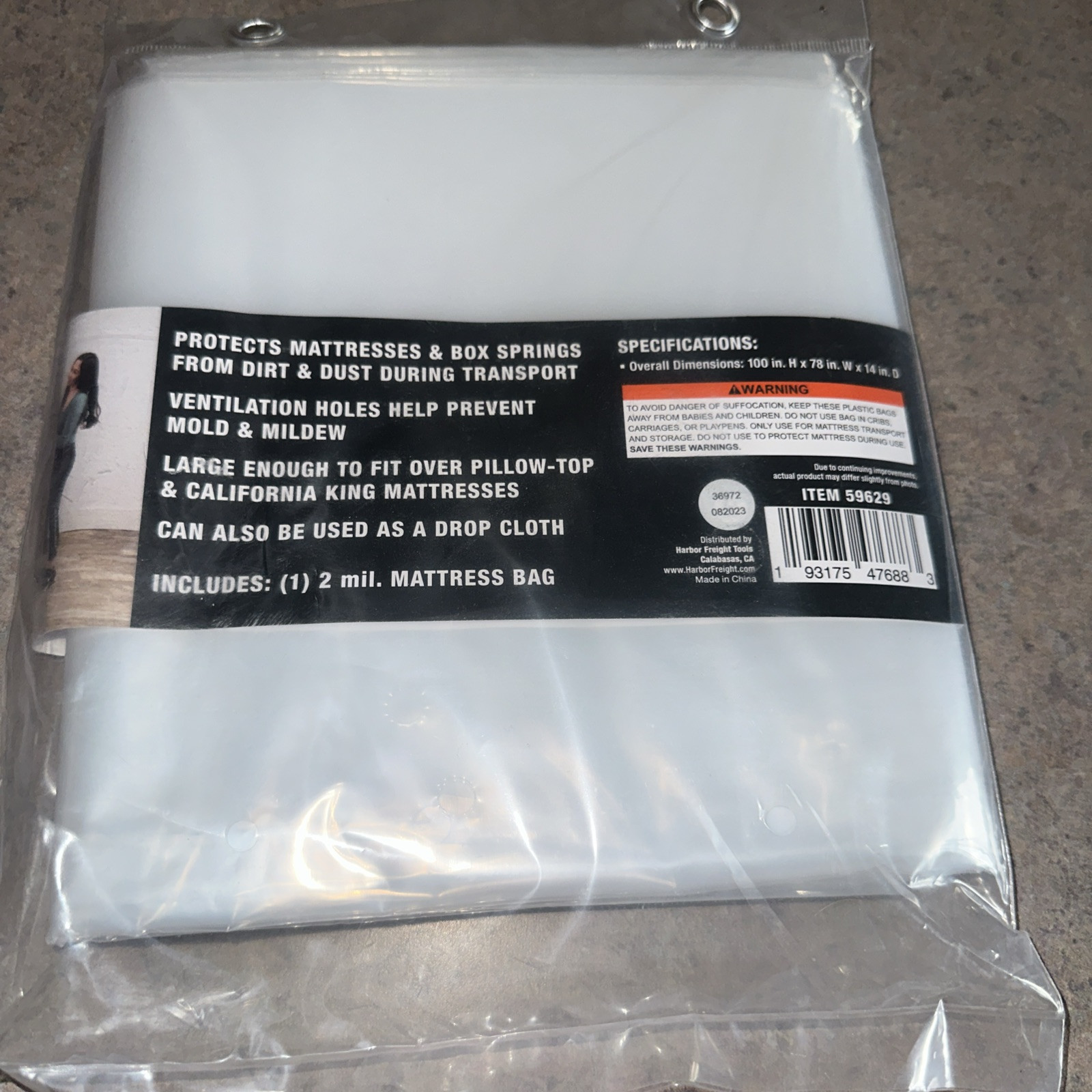 Franklin Mattress Bag King Size Protects Mattress Clear 100in x 78in x 14in