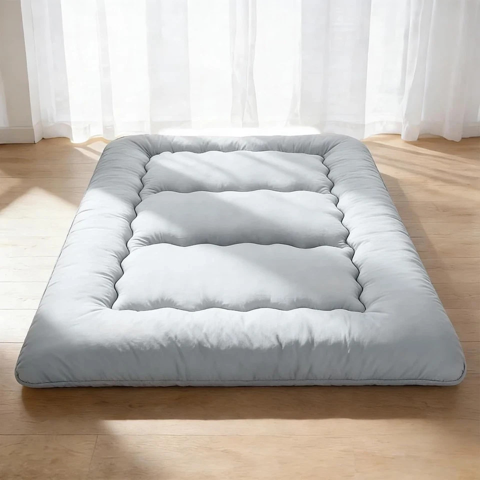 4″ Roll Up Floor Mattress Japanese Foldable Futon Mat Tatami w/ Removable Cover