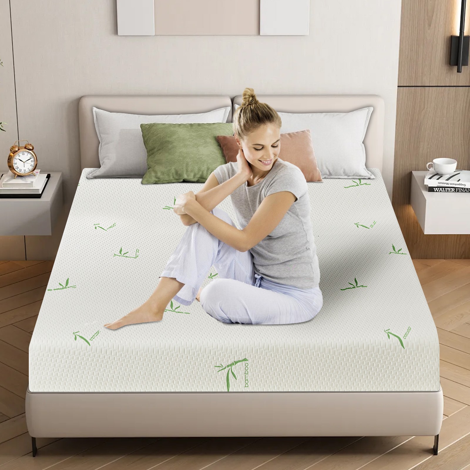 5″ 6″ 8″ Gel Memory Foam Mattress with Breathable Bamboo Fabric Removable Cover