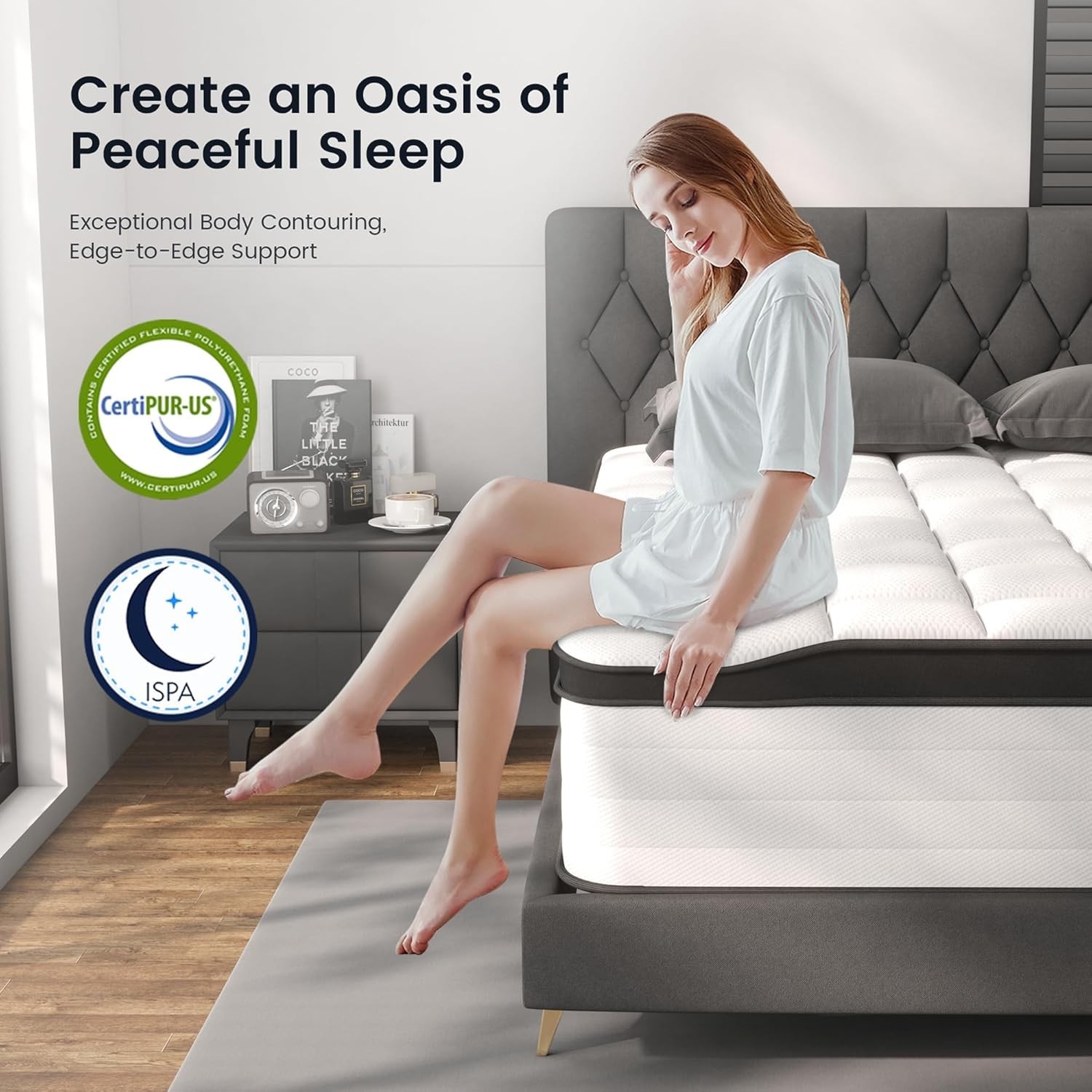 California King Mattress, Mattress Cal King Bed in Box 14 Inch, Medium Firm, (Up