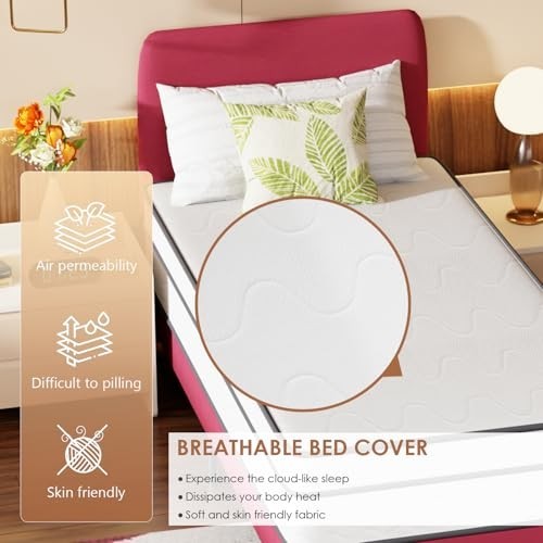 Twin Memory Foam Mattress 12 Inch Medium Firm Pocket Spring Bed in a Box with