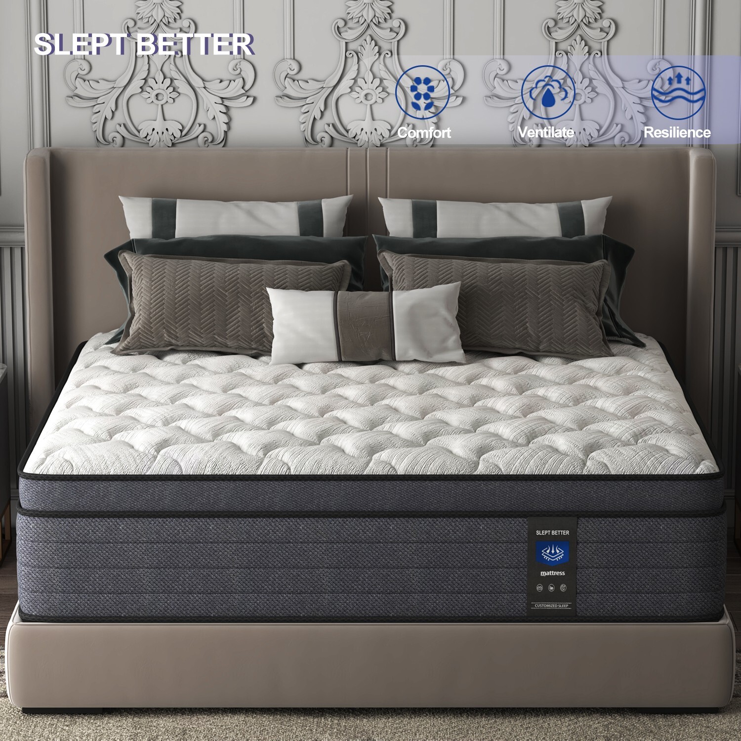 MRH 12-Inch Gel Memory Foam Mattress Twin Full Queen King Hybrid Mattress white