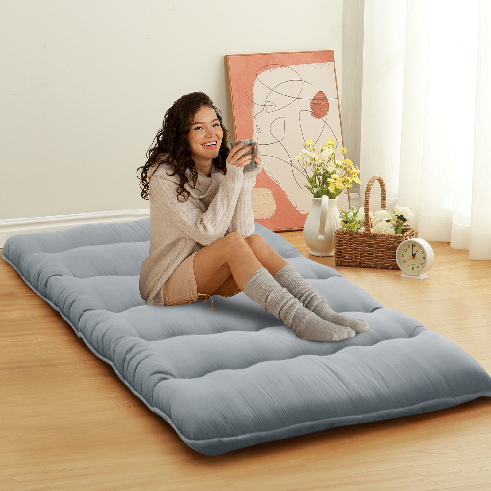 Japanese Style Floor Futon Mattress,Folding Futon Mattress Sleeping Mattress Pad