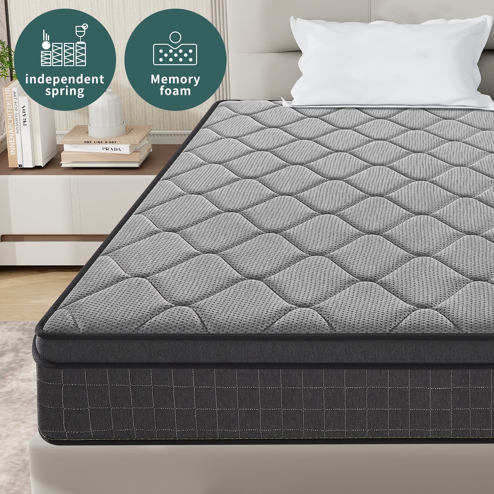 12 Inch Queen Size Gel Memory Foam Hybrid Pocket Spring Mattress In A Box