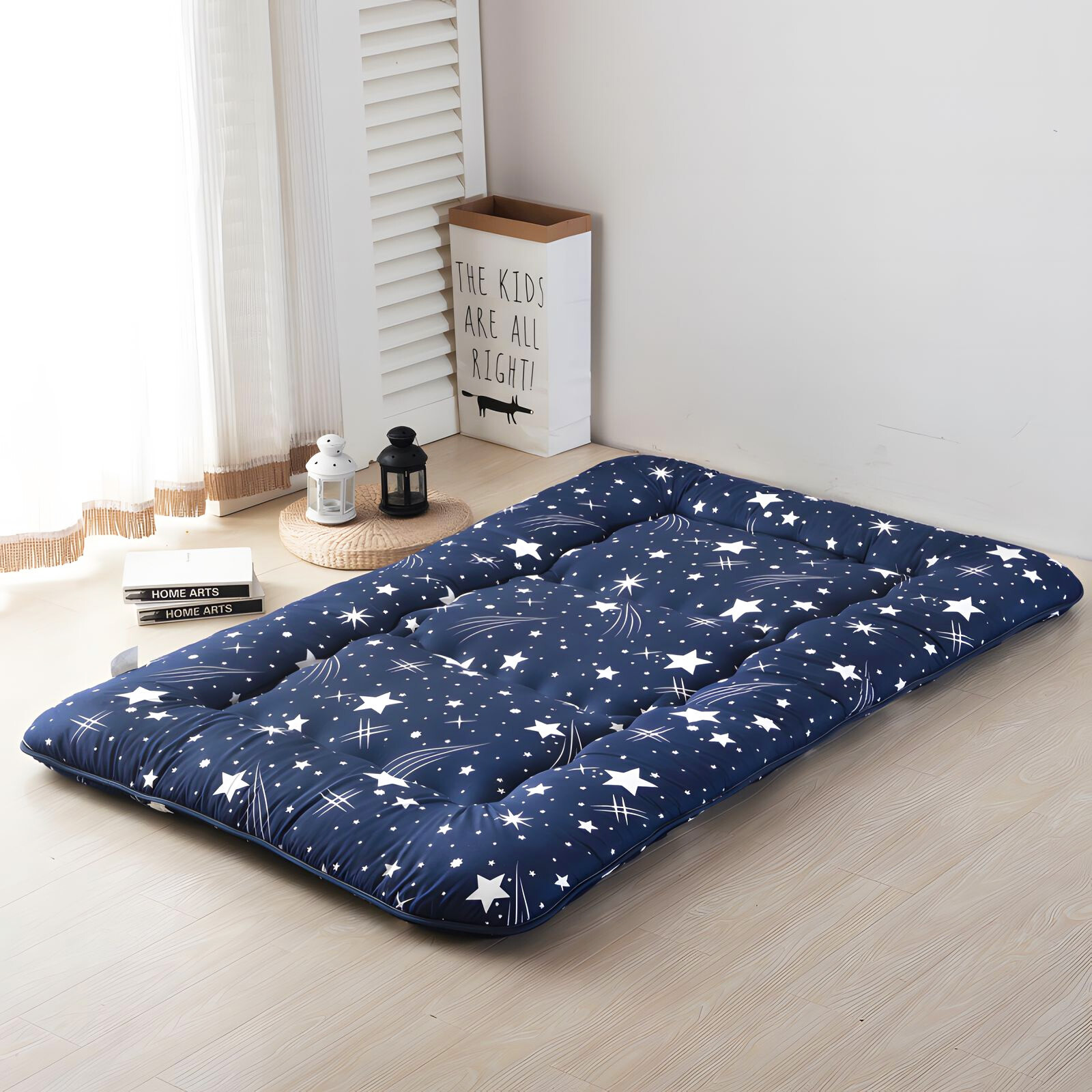 4″ Extra Thick Japanese Futon Floor Cushion Pad Quilted Tatami Mat for Guest Bed