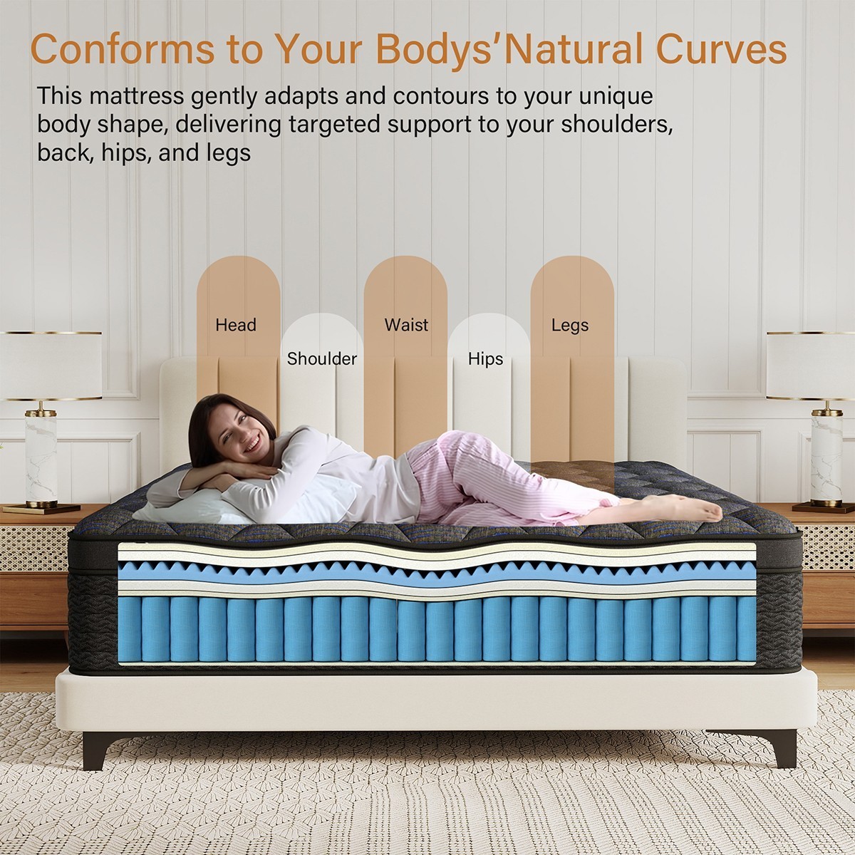 12″14″ Gel Memory Foam Mattress Pocket Spring Twin Full Queen King Size In A Box