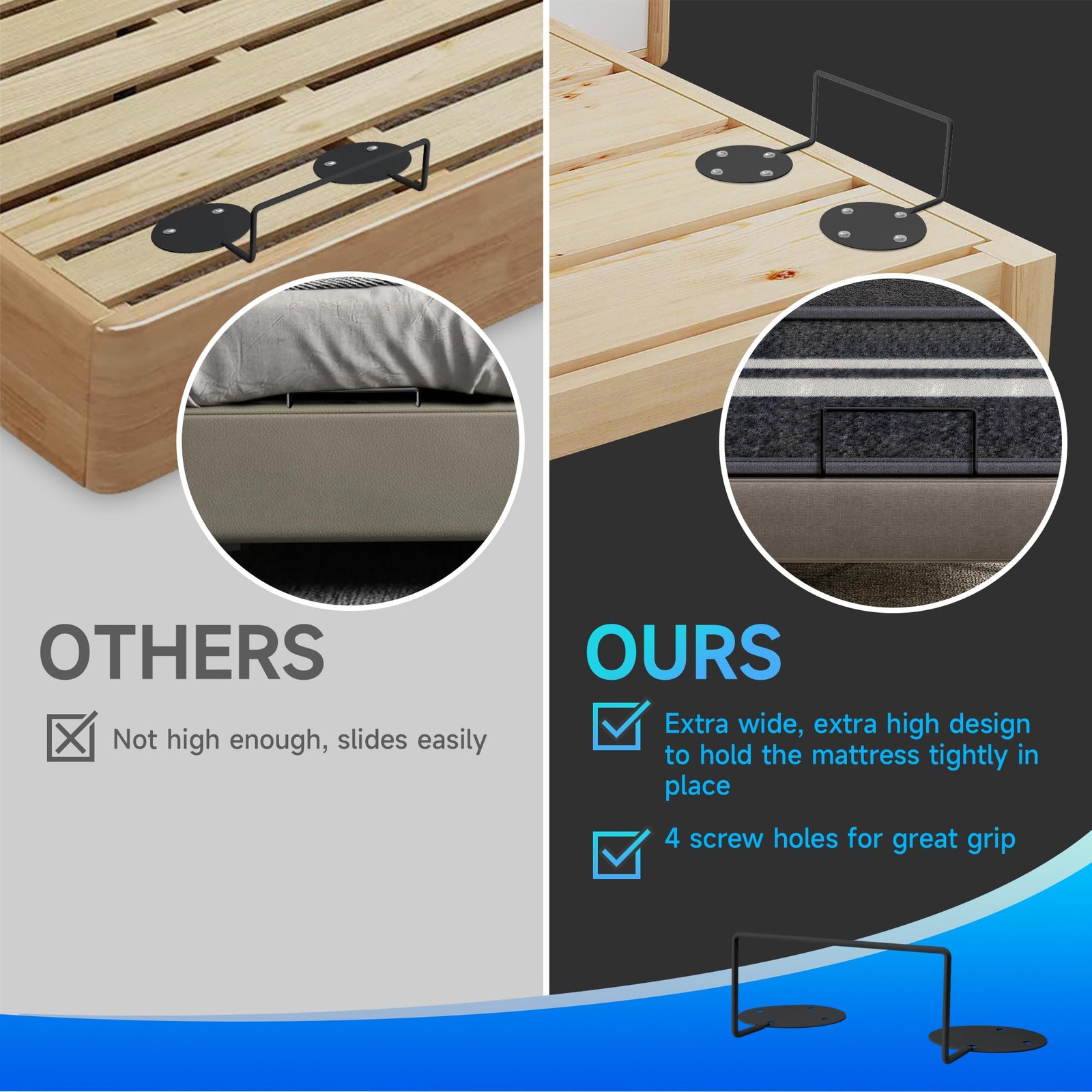 Adjustable Bed Mattress Retainer Bar – Non-Slip Stoppers & Holders