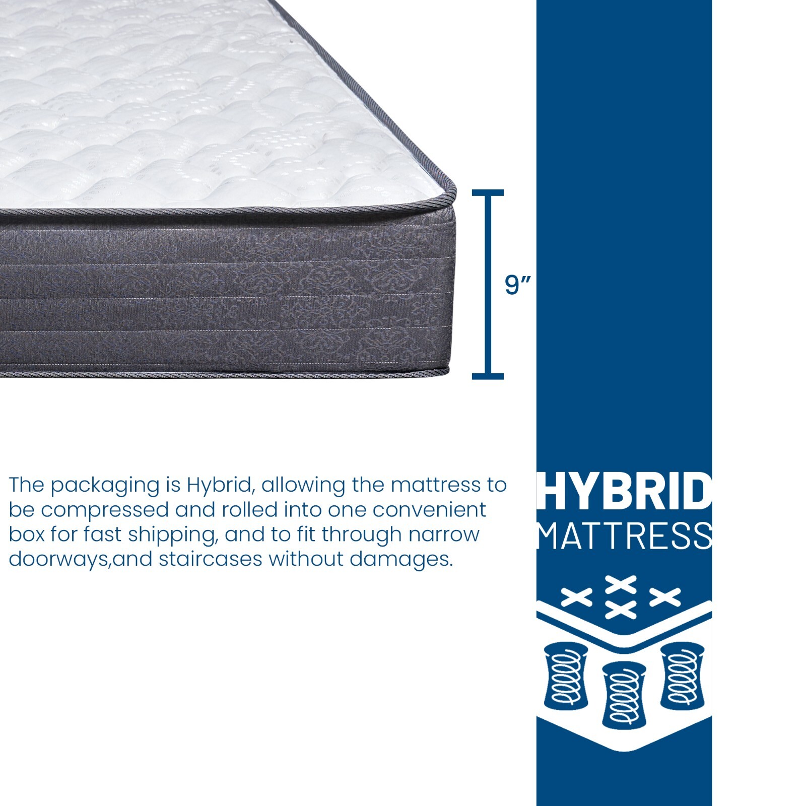 Continental Sleep, 9-Inch Medium Firm Memory Foam Pocket Coil Hybrid Mattress.